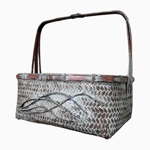 Panier à Fleurs Ikebana Hanakago Vintage en Bambou, Japon, 1960s