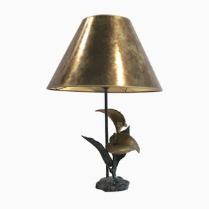 Tischlampe mit Bronzefuß und Blumen, Frankreich, 2er Set