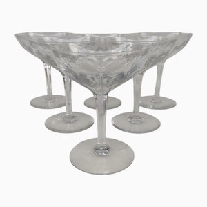 Crystal Champagne Glasses Nestor Hamlet Model from Val Saint Lambert, 1930s, Set of 6