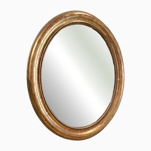Louis Philippe Style Oval Mirror with Gilded Frame, France, 19th Century