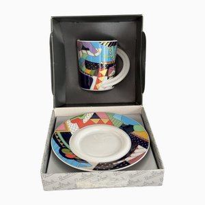 No 4 Espresso Collector's Cup and Saucer by Brigitte Doege for Rosenthal Studio-Linie, 1990s, Set of 2