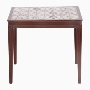 Table d'Appoint en Acajou et Carreaux par Frits Henningsen, Pays-Bas, 1920s