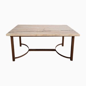 Mesa de centro de mármol y latón, años 70