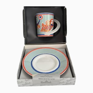 No 15 Espresso Collector's Cup and Saucer by Gilbert Portainer for Rosenthal Studio-Linie, 1990s, Set of 2