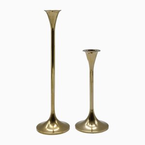Messing Kerzenhalter, Italien, 1970er, 2er Set