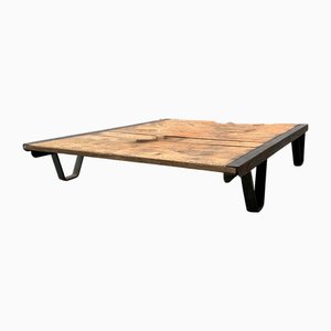 Table Basse Palette Vintage Industrielle en Bois et Acier, Allemagne, 1930s-40s