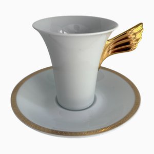 Medaillon Meandre D'or Kaffeetasse mit Untertasse von Versace für Rosenthal, 1990er, 2er Set