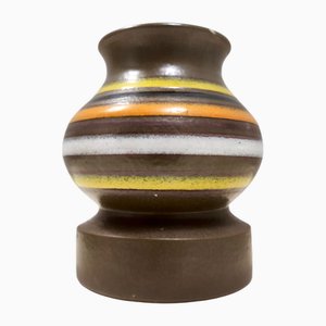 Vase Postmoderne en Faïence Émaillée Brune attribué à Bitossi, 1970s