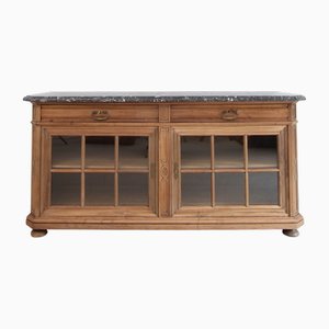 Sideboard aus Nussholz mit Marmorplatte, Ende 19. Jh.
