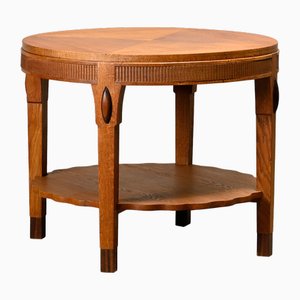 Art Deco Amsterdam School Side Table in Oak, Netherlands, 1930s