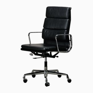 EA219 Office Chair in Chrome and Black Leather by Charles and Ray Eames for Vitra, 2010s