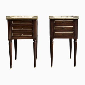 Tables de Chevet Louis XVI avec Dessus en Marbre, 1960s, Set de 2