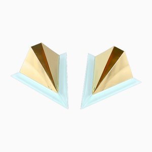 Brass Metal and Acrylic Kite Sconces by J. J. M. Hoogervorst for Anvia, 1970s, Set of 2