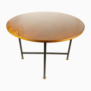 Table de Salle à Manger Mid-Century Moderne en Laiton, Métal Noir et Bois, Italie, 1950s