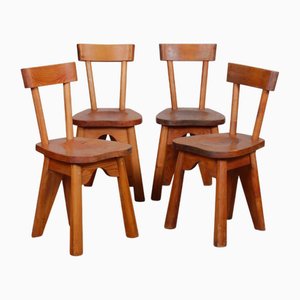 Pine Chairs by René Faublée, 1950, Set of 4
