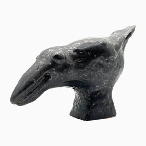 Uccello vintage in ceramica nera di Ueli Schmutz, anni '70