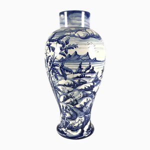 Weißblaue Keramikvase von Taccini Family Vinci, 1976