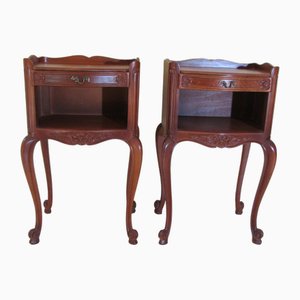 Louis XV Style Cherrywood Bedside Tables, 1980s, Set of 2