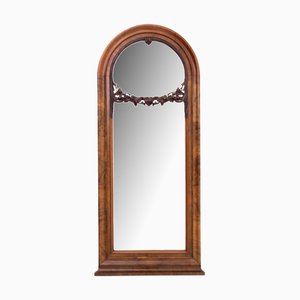 Large Walnut Mirror, Turn of the 19th and 20th Centuries