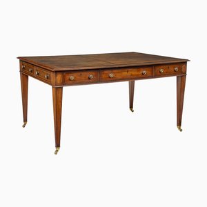 Sheraton Revival Leather Top Library Table, 19th Century