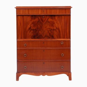 Vintage Mahogany Secretary with Brass Handles, Sweden, 1940s