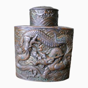 Carrito de té japonés antiguo bañado en plata, siglo XIX