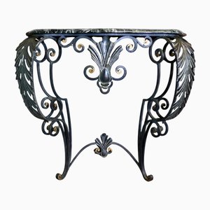 French Iron and Marble Console Table