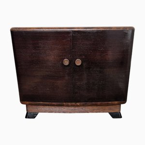 Mid-Century Art Deco Italian Walnut Burl and Mirror Mosaic Dry Bar Cabinet, 1940s