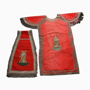 19th Century Red Chasuble and Ornamental Part