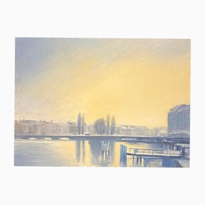Claude Sauthier, Mont-Blanc Dock, anni '70, Olio su tavola