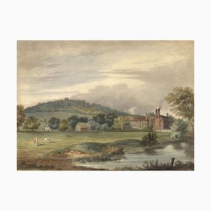 Alexander Monro, Flusslandschaft mit Mühle, Wahrscheinlich Surrey, 1830er, Aquarell