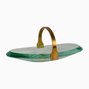 Sculptural Glass and Brass Valet Tray attributed to Max Ingrand for Fontana Arte, 1950s