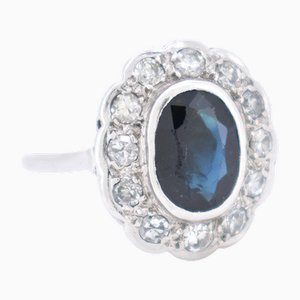 Art Deco Marguerite Gold, Sapphire and Diamond Ring