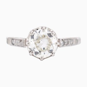 Anillo de compromiso estilo solitario Belle Époque con diamantes
