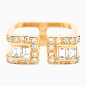 Square Ring in Yellow Gold and Diamonds by Jean Vendôme