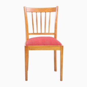 Mid-Century Beech Kitchen Chair with Red Fabric Cover, 1960s