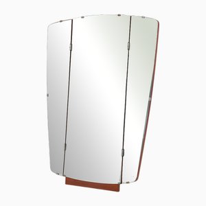 Mid-Century Wood Fold-Out Wall Mirror, 1960s