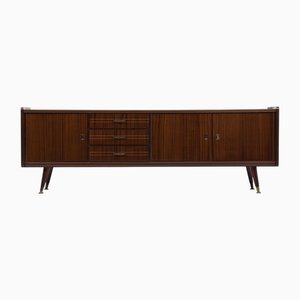 Mid-Century Dark High-Gloss Lowboard with Drawers and Compartments, 1960s