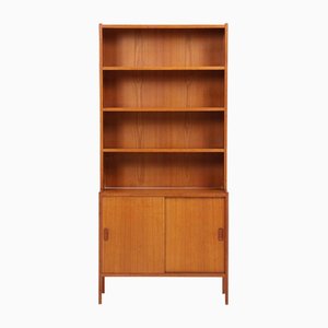 Mensola vintage in teak con ante scorrevoli, anni '60
