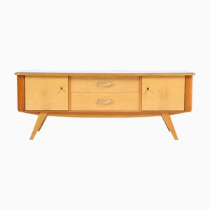 Mueble bajo Mid-Century con tablero de vidrio, años 60