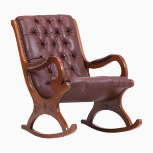 Vintage Chesterfield Rocking Chair in Leather, 1970s