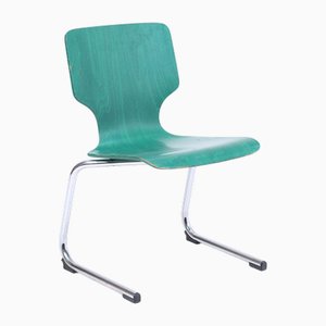 Vintage Cantilever Chair in Tubular Steel and Wood