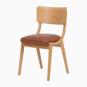 Gondola Wooden Chair in Brown Leather, 1960s