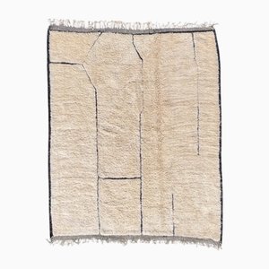 Large Moroccan Minimalist Mrirt Rug in Hand-Knotted Wool with Geometric Design, 1990s