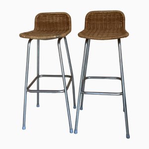 Rattan Bar Stool from Rohé Noordwolde, 1960s, Set of 2