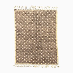 Moroccan Beni Ouarain Rug in Hand-Knotted Brown and Cream Dot Patterned Wool, 1990s