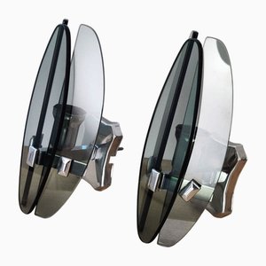 Lámparas de pared italianas vintage atribuidas a Veca, años 70. Juego de 2