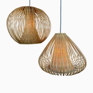 Lampade a sospensione in vimini, set di 2