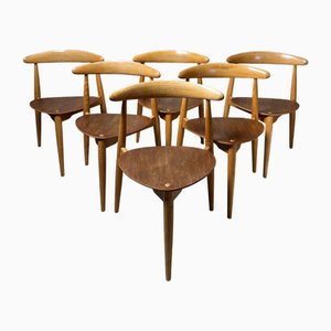 FH4103 Heart Chairs by Hans J. Wegner for Fritz Hansen, 1952, Set of 6