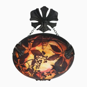 Art Nouveau Pendant Light by Daum Nancy and Louis Majorelle, 1910s